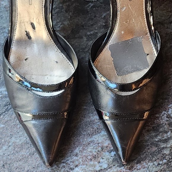 Bandolino Black Leather Pointed Toe Strappy Heels Size 8.5M - Picture 10 of 16